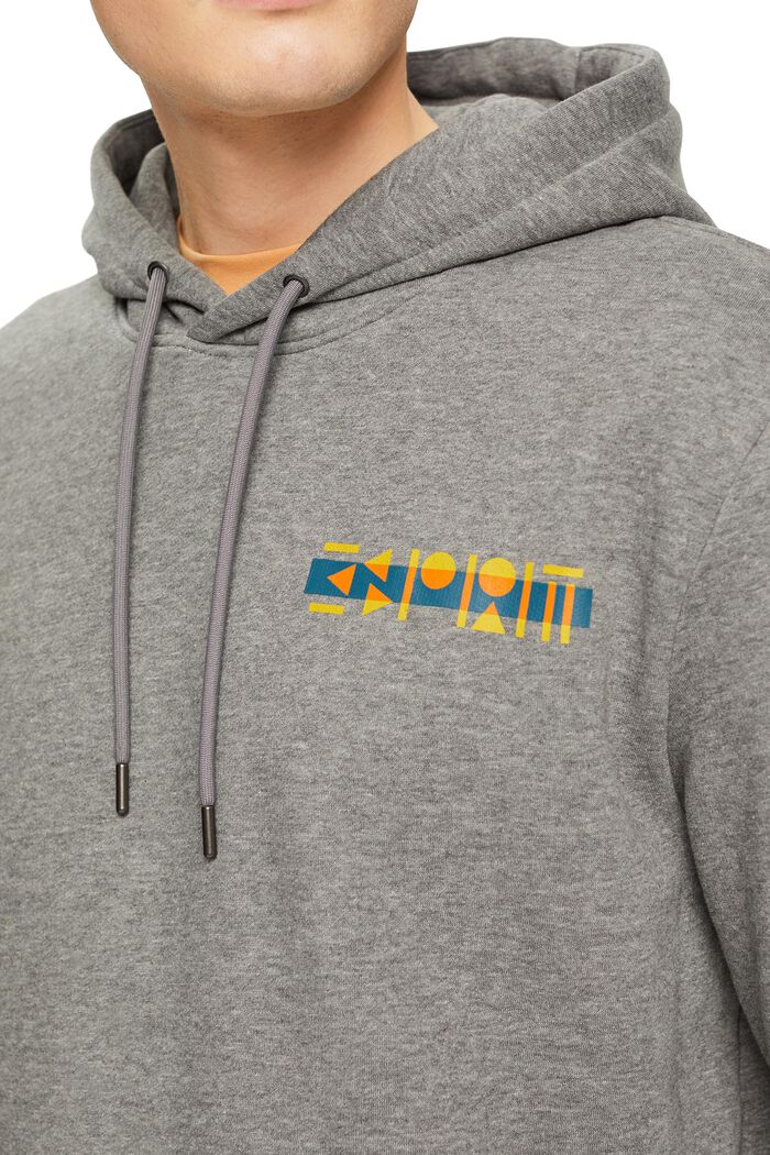 Gemêleerde hoodie met kleine logoprint, MEDIUM GREY, detail image number 2