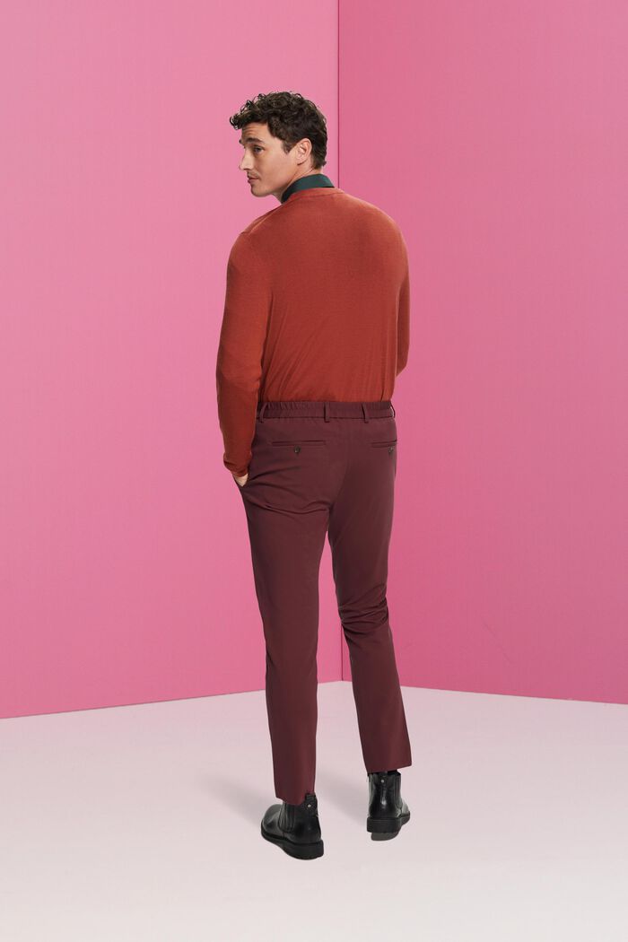 Pantalon van piqué-jersey, BORDEAUX RED, detail image number 3