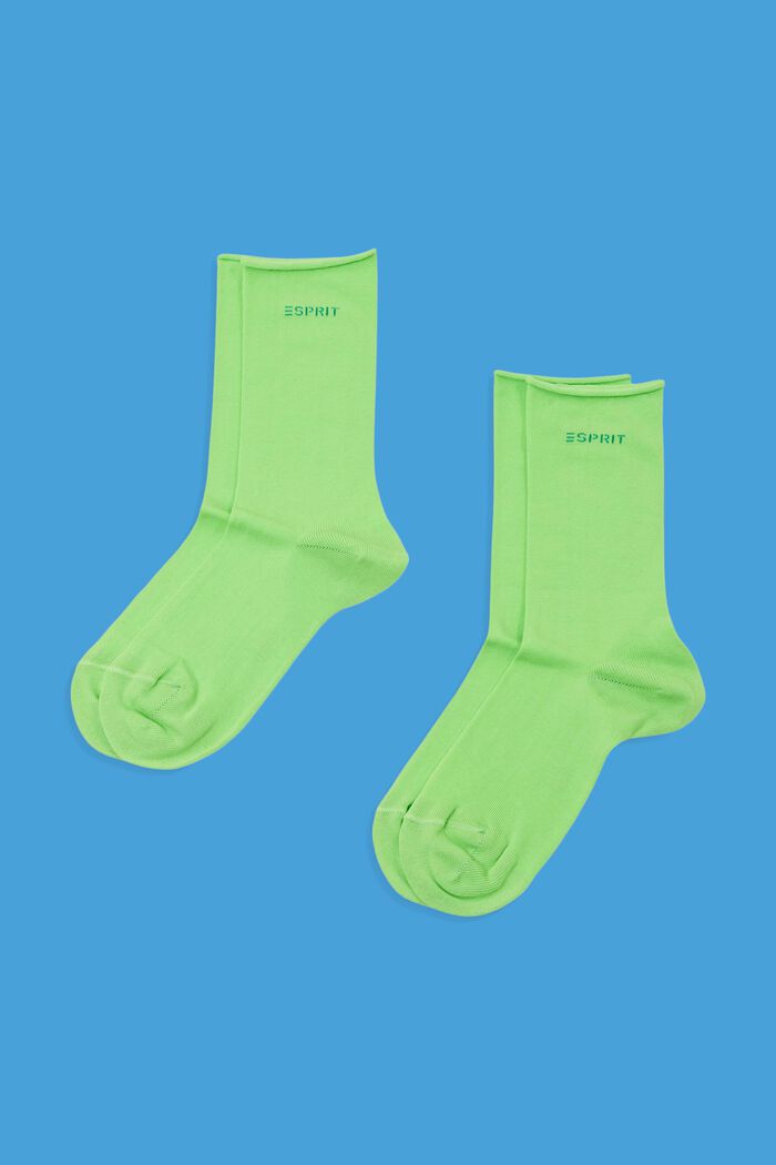 2 paar grofgebreide sokken, APPLEGREEN, detail image number 0