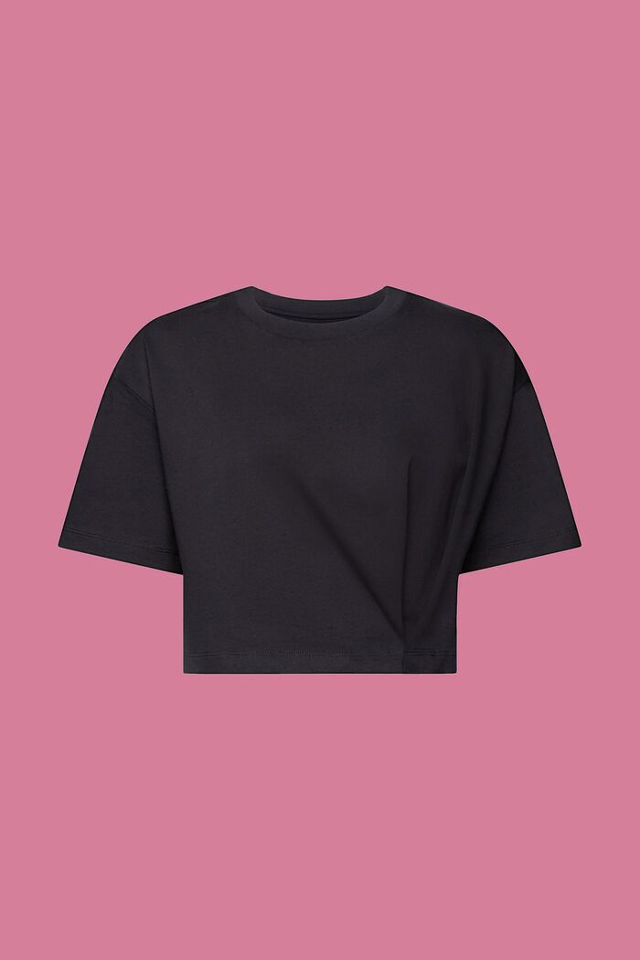 T-shirt de coupe raccourcie à encolure ronde en jersey, BLACK, detail image number 6
