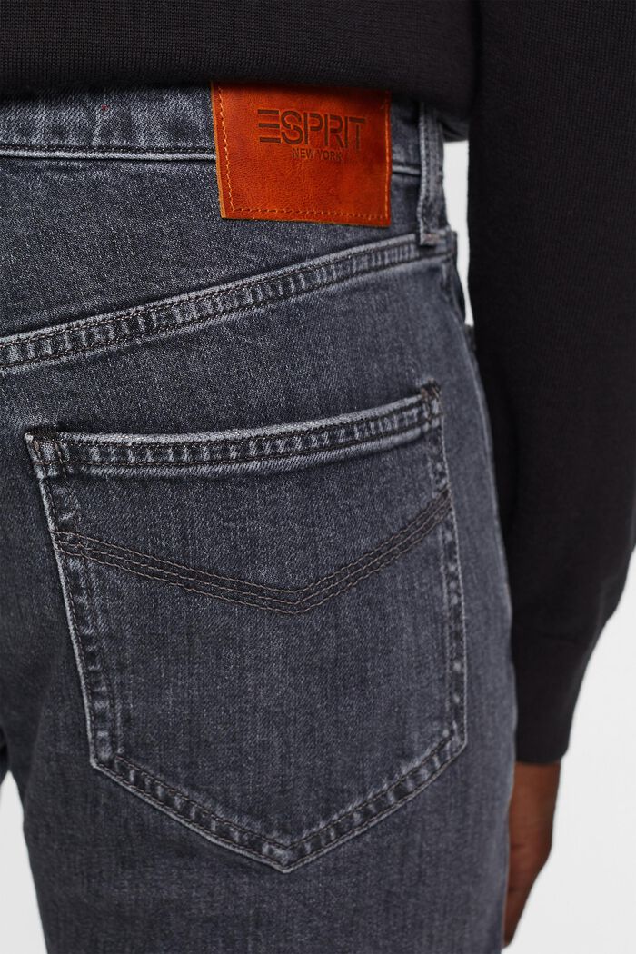 Jeans met middelhoge taille en rechte pijpen, BLACK MEDIUM WASHED, detail image number 4