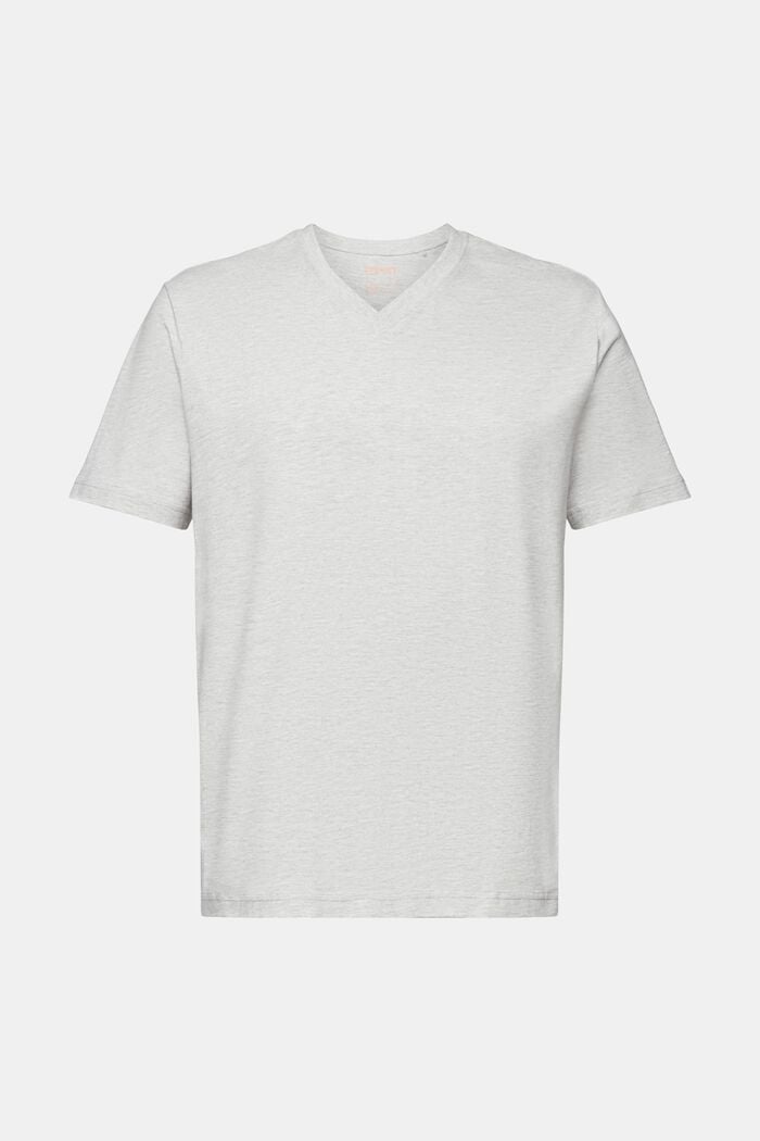 T-shirt met V-hals van een mix van organic cotton, LIGHT GREY, detail image number 5