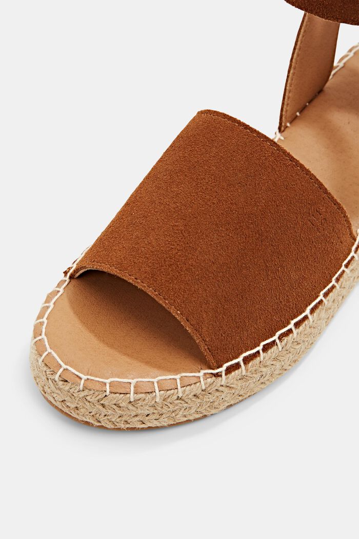 Leren sandalen met plateauzool, CARAMEL, detail image number 4