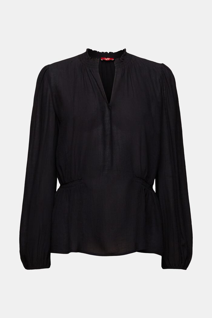 Crêpe blouse met V-hals, BLACK, detail image number 6