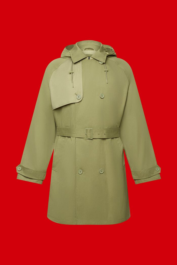 Trench-coat court à capuche, OLIVE, detail image number 7