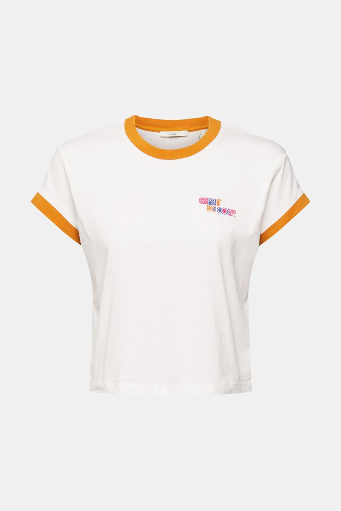Cropped T-shirt met logo, 100% katoen, OFF WHITE, detail image number 7