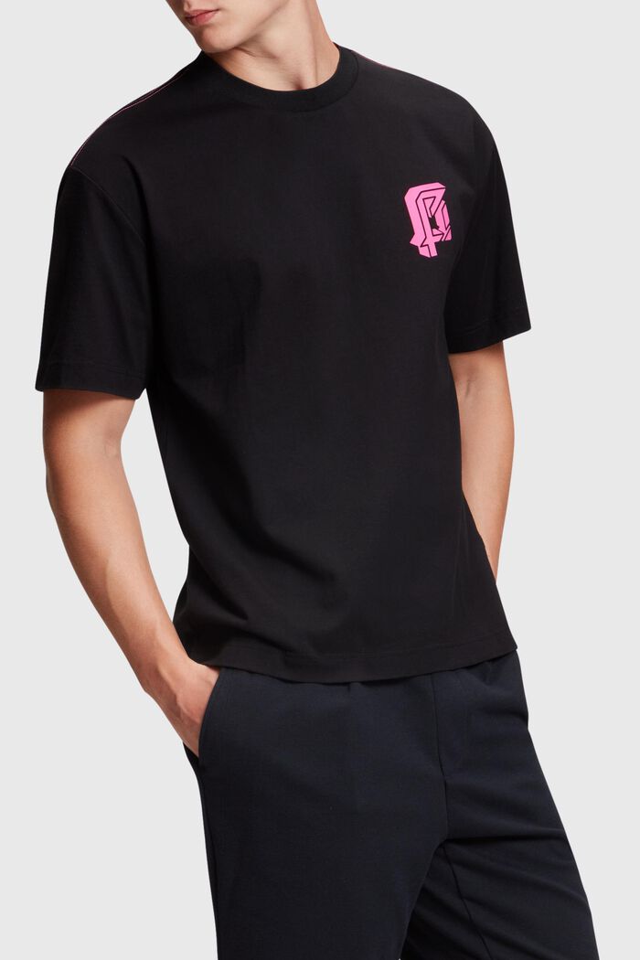 T-shirt de coupe Relaxed Fit à imprimé fluo, BLACK, detail image number 0