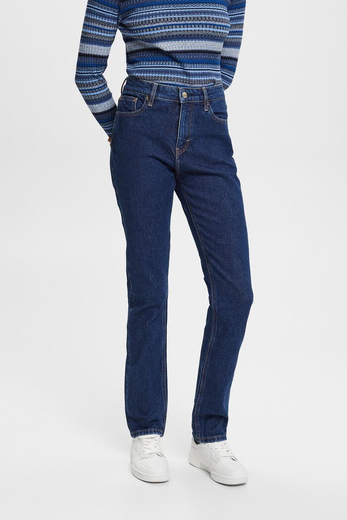 Retro-jeans met hoge taille en slanke pijpen, BLUE MEDIUM WASHED, detail image number 0