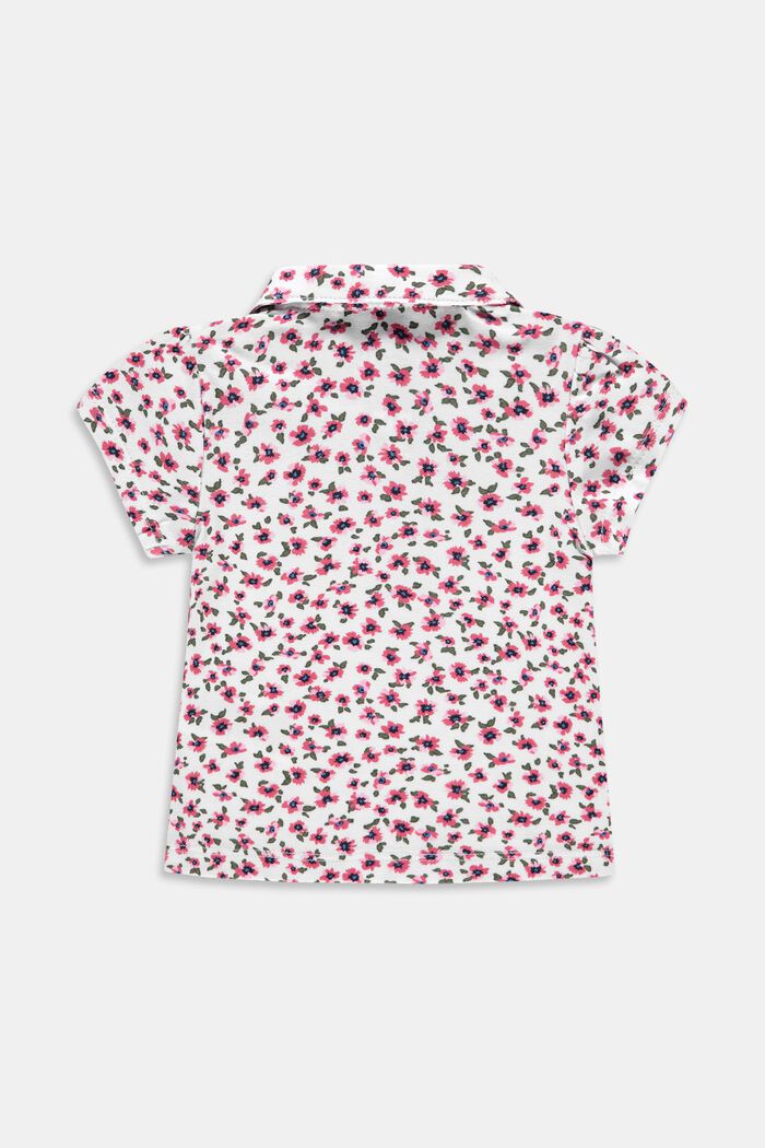 T-shirt à imprimé floral et col Claudine, WHITE, detail image number 1