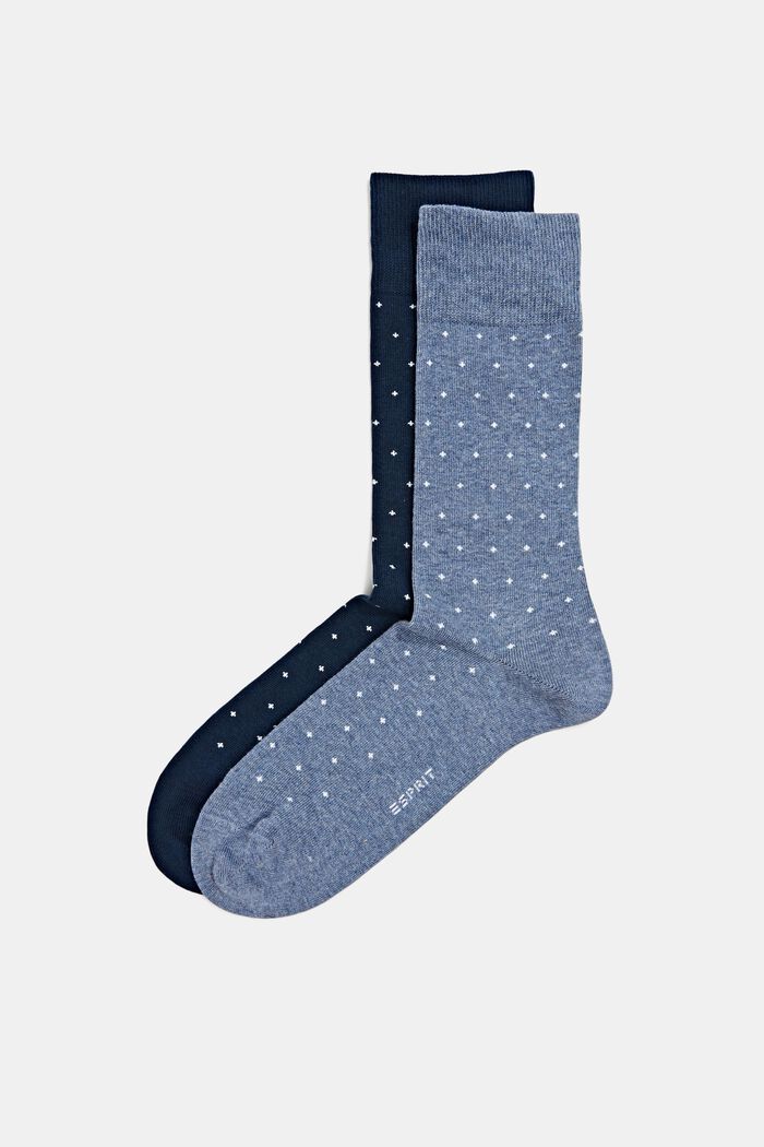2 paar grofgebreide sokken met stippen, NAVY/BLUE, detail image number 0