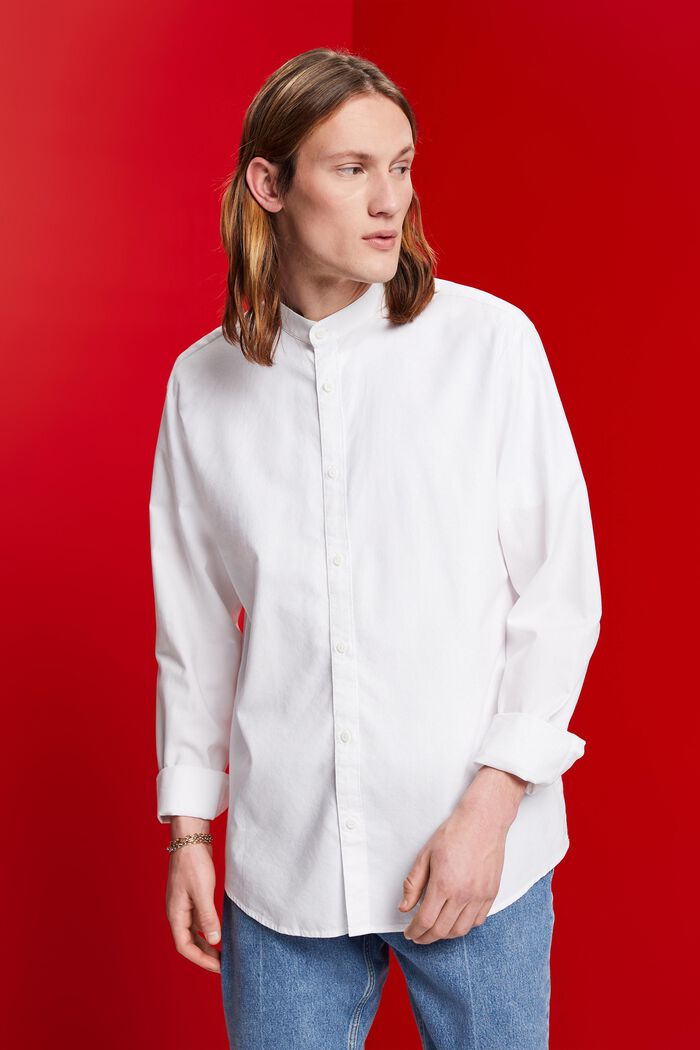 Slim fit T-shirt met opstaande kraag, WHITE, detail image number 0