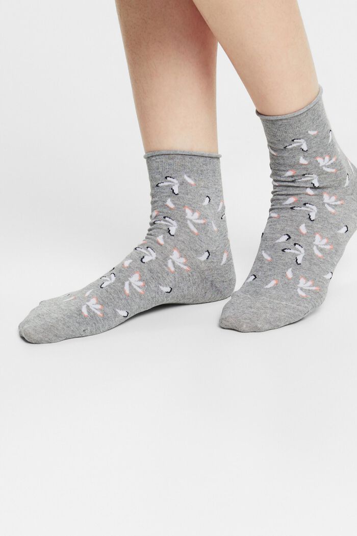 Set van 2 paar gebreide sokken met print, LIGHT GREY, detail image number 1