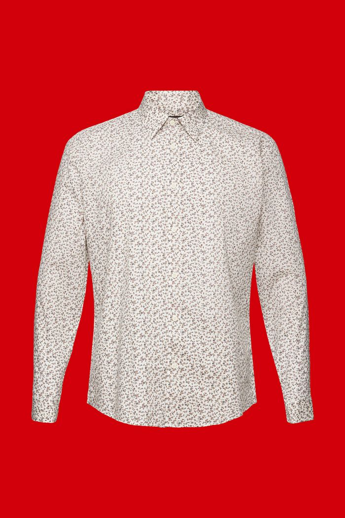 Chemise en coton à motif de coupe Slim Fit, OFF WHITE, detail image number 5