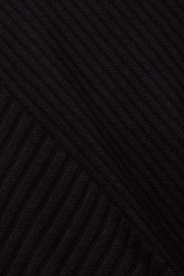 Sweat-shirt côtelé à col cheminée, BLACK, detail image number 4