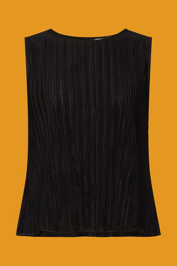 Jersey plissé top, BLACK, detail image number 6