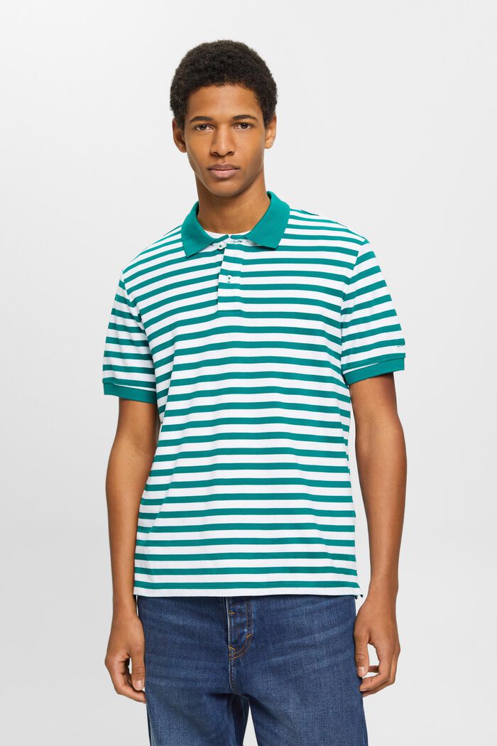 Polo rayé coupe Slim Fit, EMERALD GREEN, detail image number 0