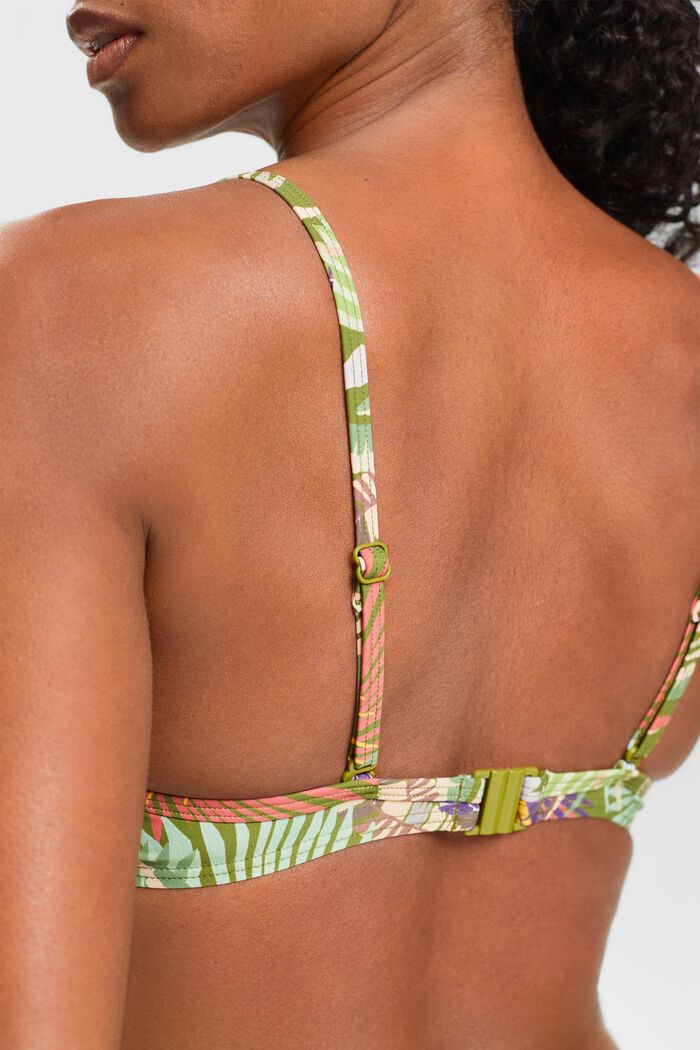 Gewatteerde bikinitop met beugels en print, DARK GREEN, detail image number 1