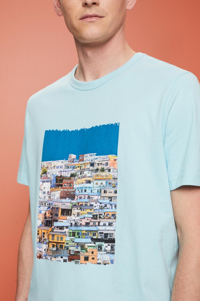 Jersey T-shirt met print, 100% katoen, LIGHT TURQUOISE, detail image number 2