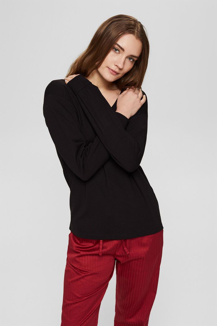 Licht sweatshirt, LENZING™ ECOVERO™, BLACK, detail image number 0