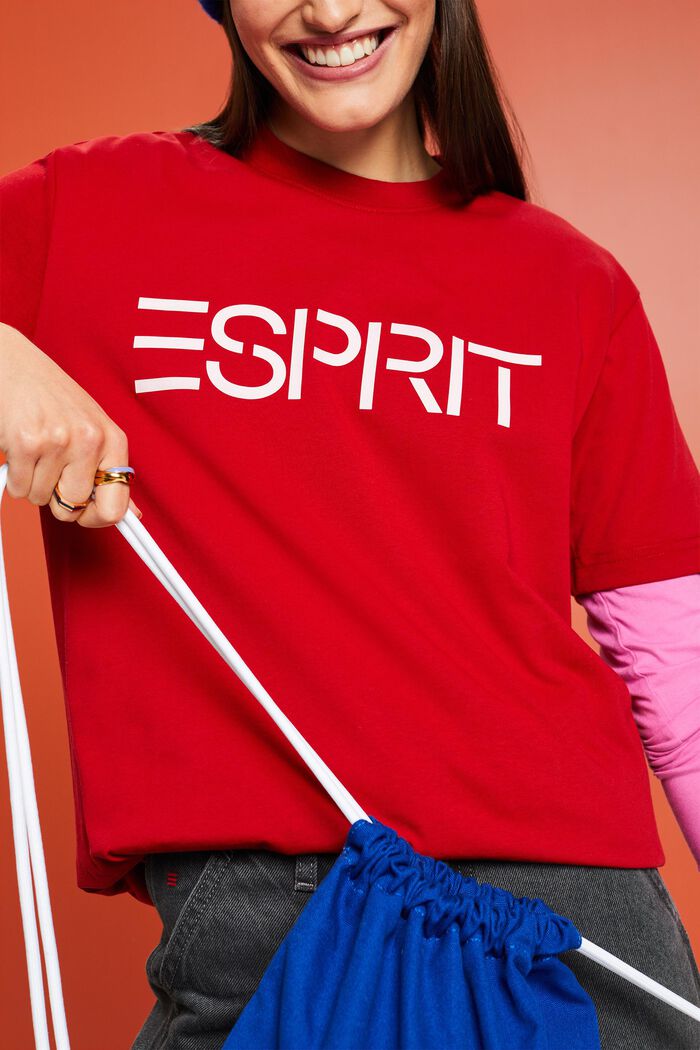 Uniseks T-shirt van katoen-jersey met logo, RED, detail image number 5