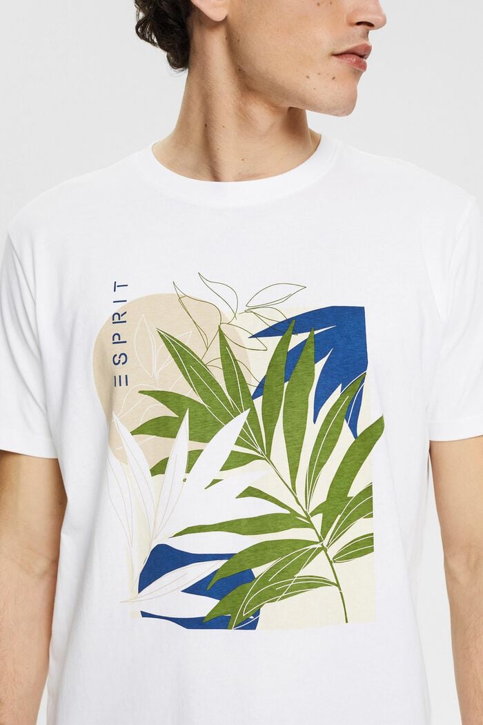 Jersey T-shirt met plantenprint, WHITE, detail image number 1
