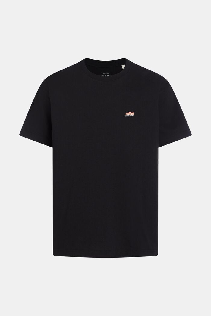 T-shirt à logo brodé sur la poitrine AMBIGRAM, BLACK, detail image number 4