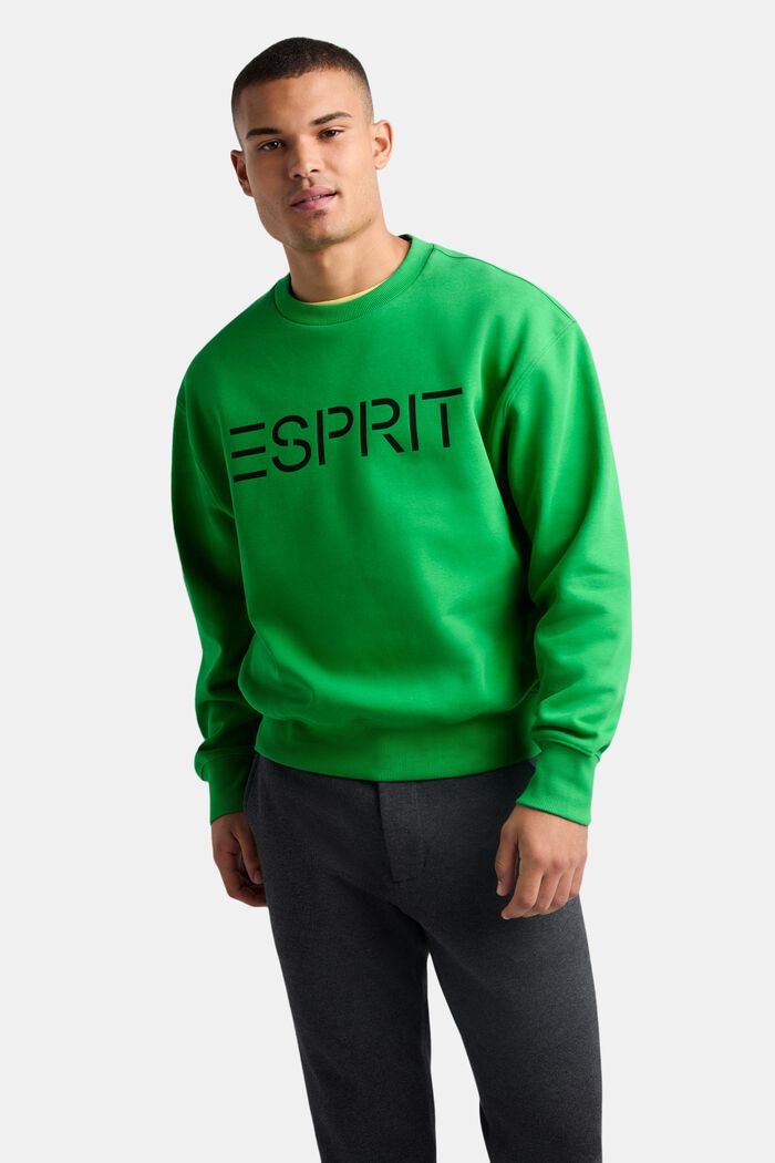 Uniseks logo-sweatshirt van katoenen fleece, GREEN, detail image number 0