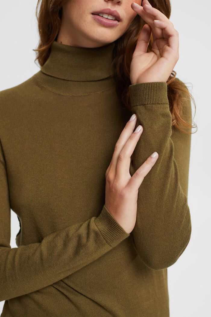 Pull-over à col roulé, KHAKI GREEN, detail image number 0
