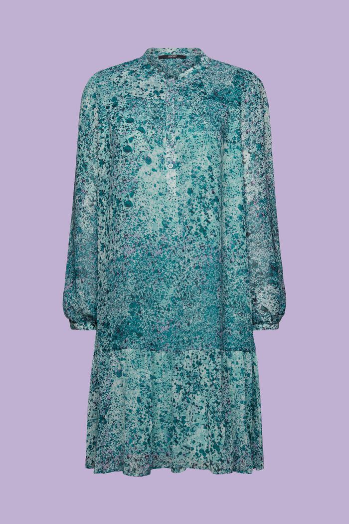 Chiffon mini-jurk met motief, LIGHT AQUA GREEN, detail image number 6