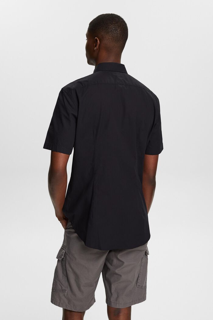 Shirt van katoen-popeline met korte mouwen, BLACK, detail image number 2