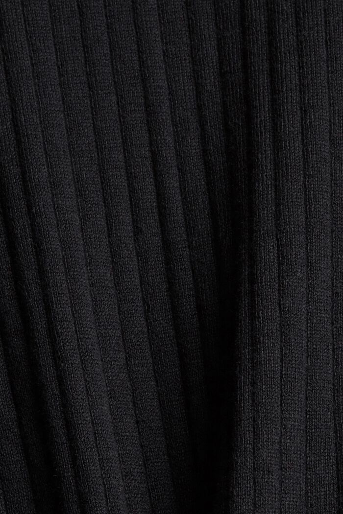 Pull-over côtelé à manches courtes, coton biologique, BLACK, detail image number 5
