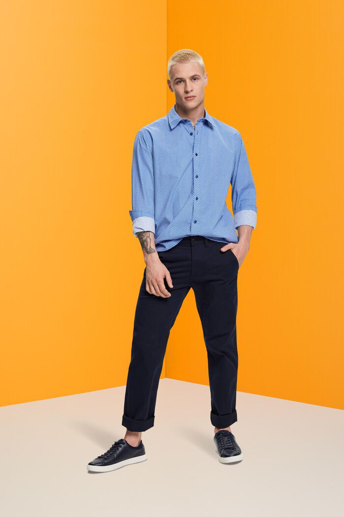 Slim fit-overhemd met patroon all-over, BLUE, detail image number 4