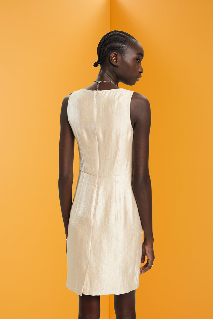 Mini-robe en twill à effet métallique, CREAM BEIGE, detail image number 3