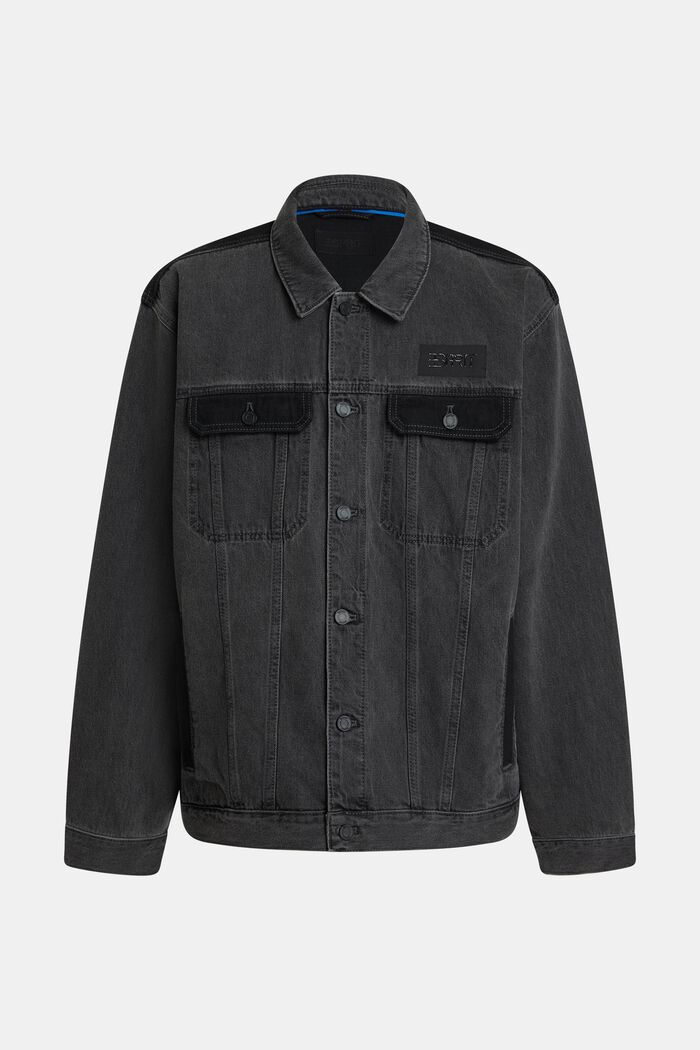 Oversized denim trucker jacket, BLACK DARK WASHED, detail image number 4