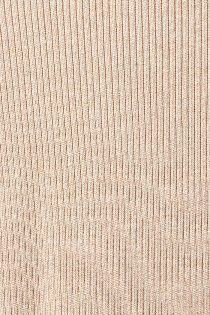 Ribgebreide trui met opstaande kraag, DUSTY NUDE, detail image number 5