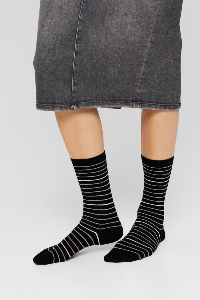 Set van 2 paar gestreepte sokken, BLACK, detail image number 2
