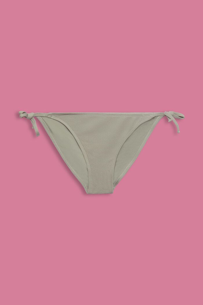 Gestructureerd bikinibroekje met strikkoordjes aan de zijkanten, KHAKI GREEN, detail image number 4