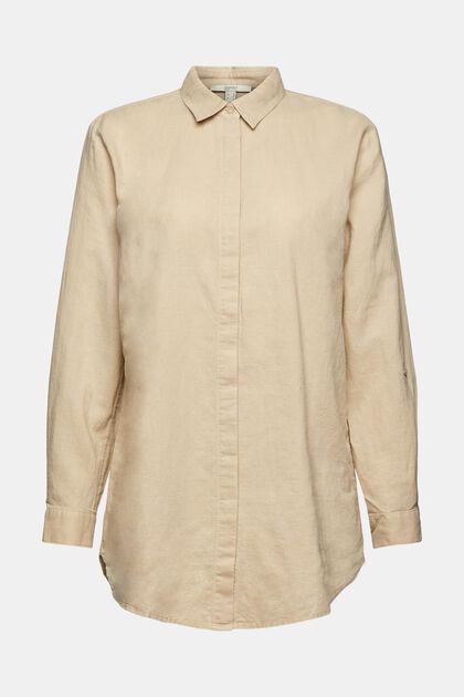 Oversized blouse van een linnenmix
