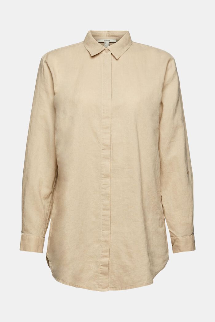 Oversized blouse van een linnenmix, SAND, detail image number 2