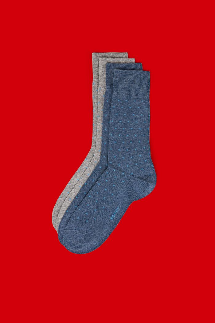2 paar grofgebreide sokken met stippen, NEW GREY/BLUE, detail image number 0