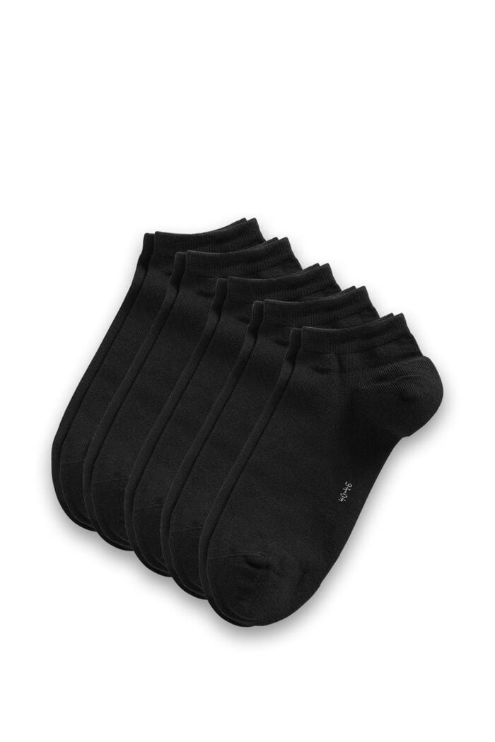 5 paires de socquettes basses en coton mélangé, BLACK, overview