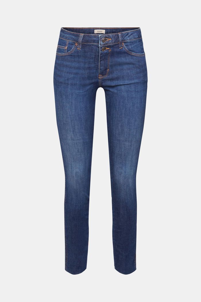 High-rise skinny jeans met stretch, BLUE DARK WASHED, detail image number 7
