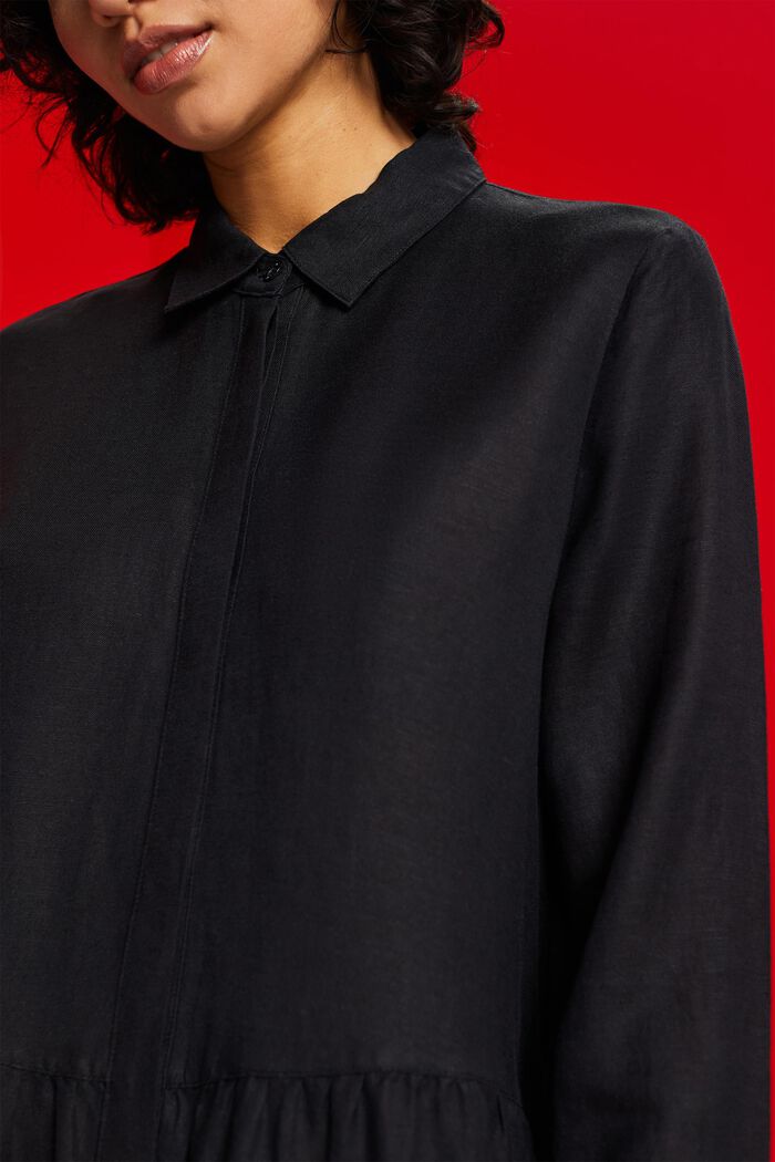Mini robe-chemise en lin mélangé, BLACK, detail image number 2