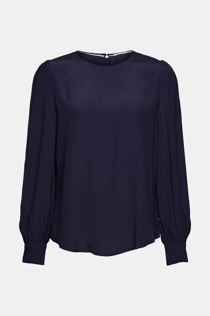 Effen blouse, NAVY, overview