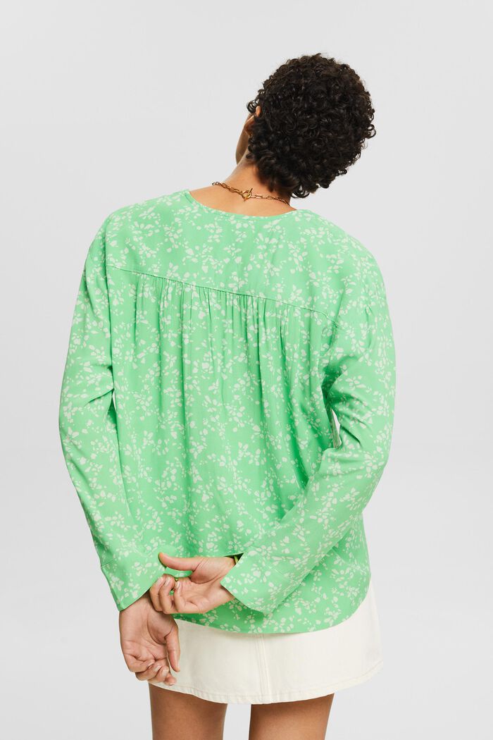 Crêpe blouse met V-hals en print, CITRUS GREEN, detail image number 3