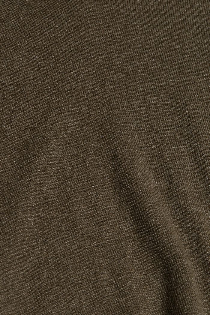 Basic trui met V-hals, organic cotton, DARK KHAKI, detail image number 4