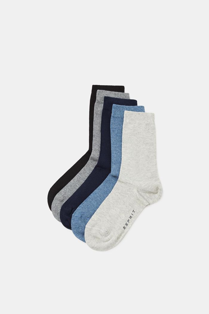 Vijf paar effen sokken, BLUE/GREY/WHITE, detail image number 0