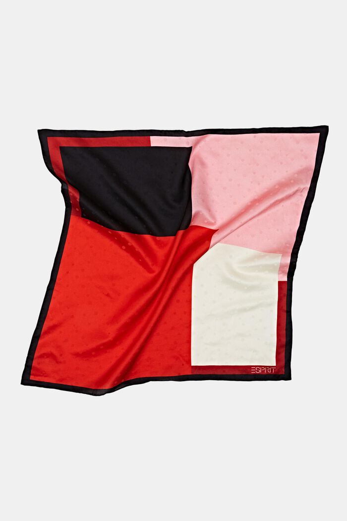 Bandana carré imprimé en soie mélangée, RED, detail image number 1