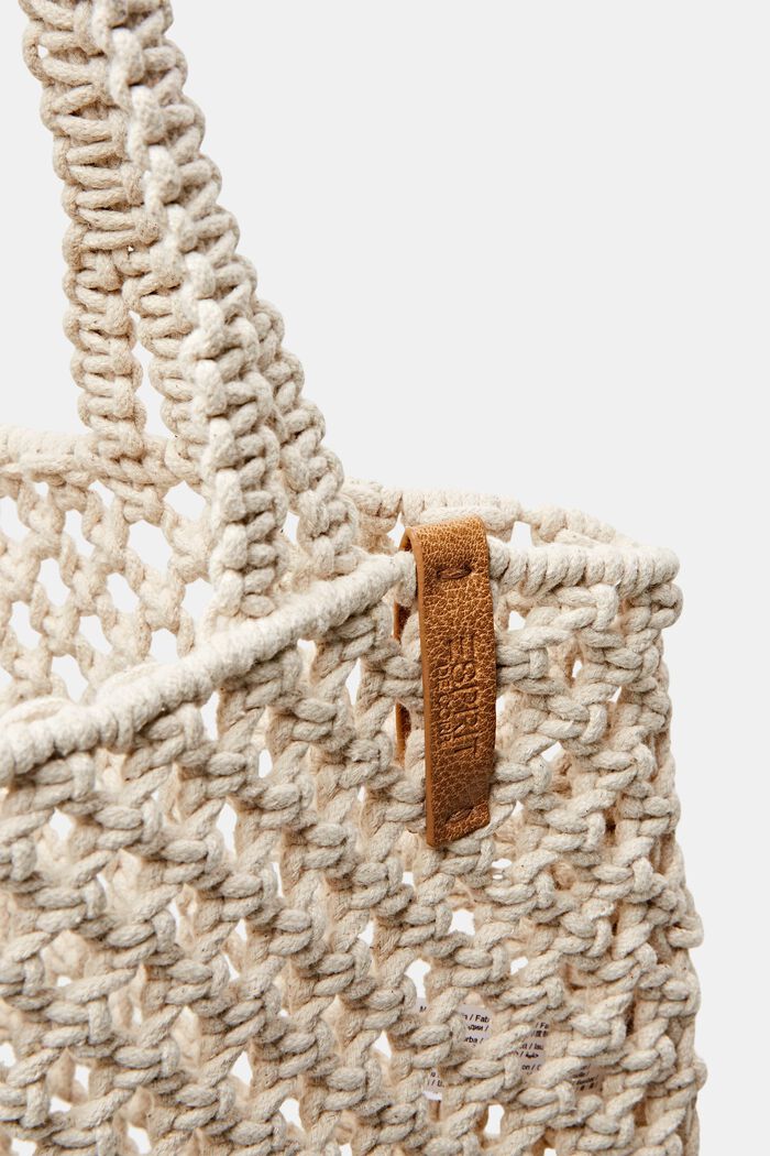 Sac fourre-tout en coton crocheté, OFF WHITE, detail image number 1