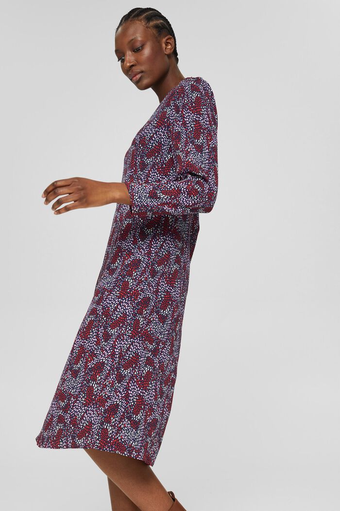 Midi-jurk met LENZING™ ECOVERO™, NAVY, detail image number 0